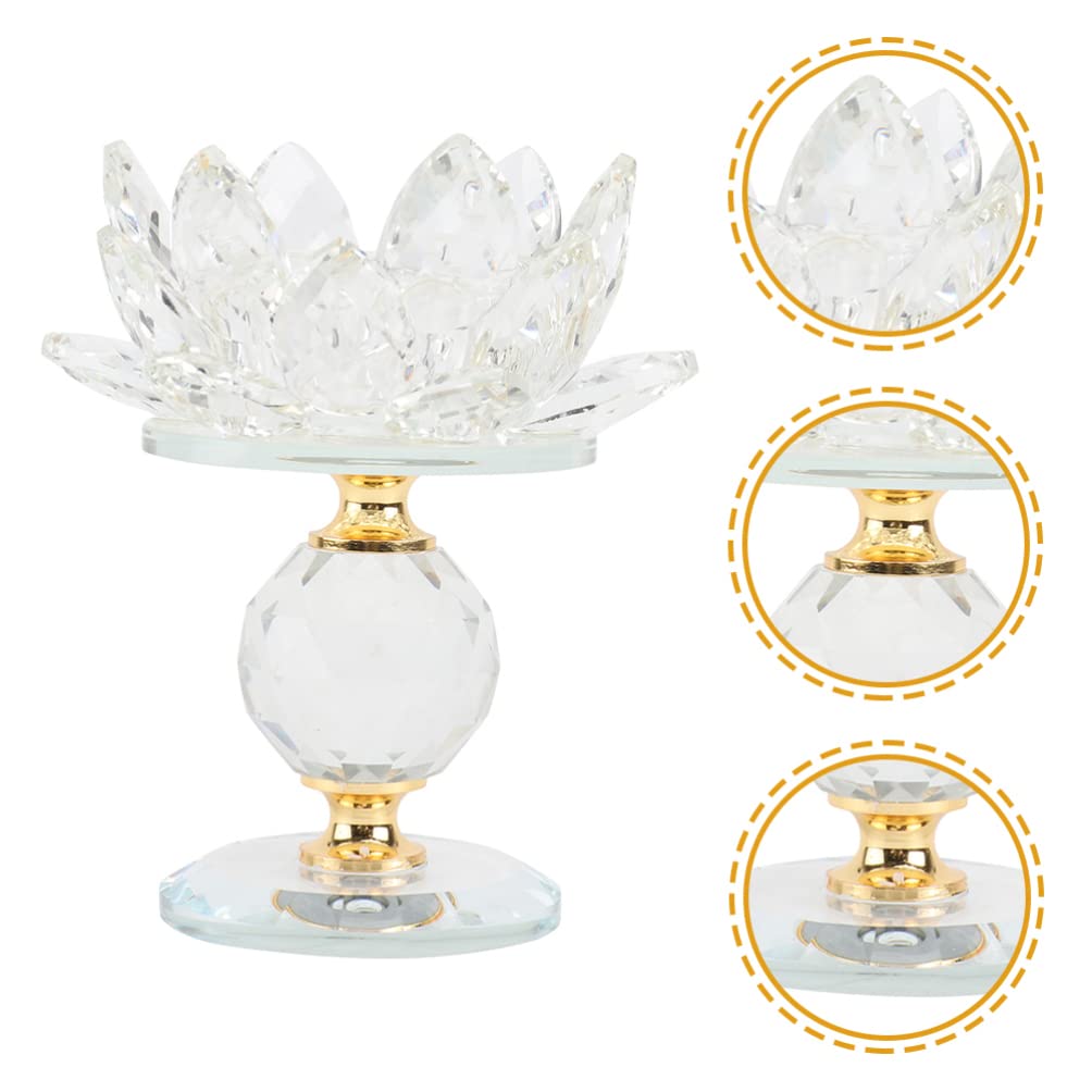 Lotus Crystal Candleholder Elegant Decorative Candlestick for Dining Table Home and Special Occasions Unique Flower-Shaped Design for Romantic Atmosphere for Weddings and Parties