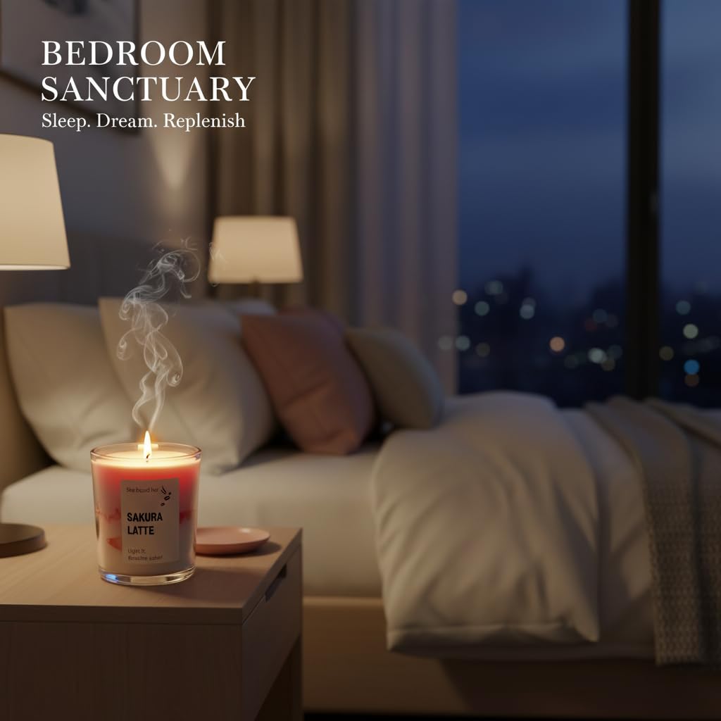 SRCVYLT Coffee Candles Glass Cup Made of Soy Wax, Jelly Candles Gifts for Women Men Coffee Lovers Room Decor (Cherry Blossom)