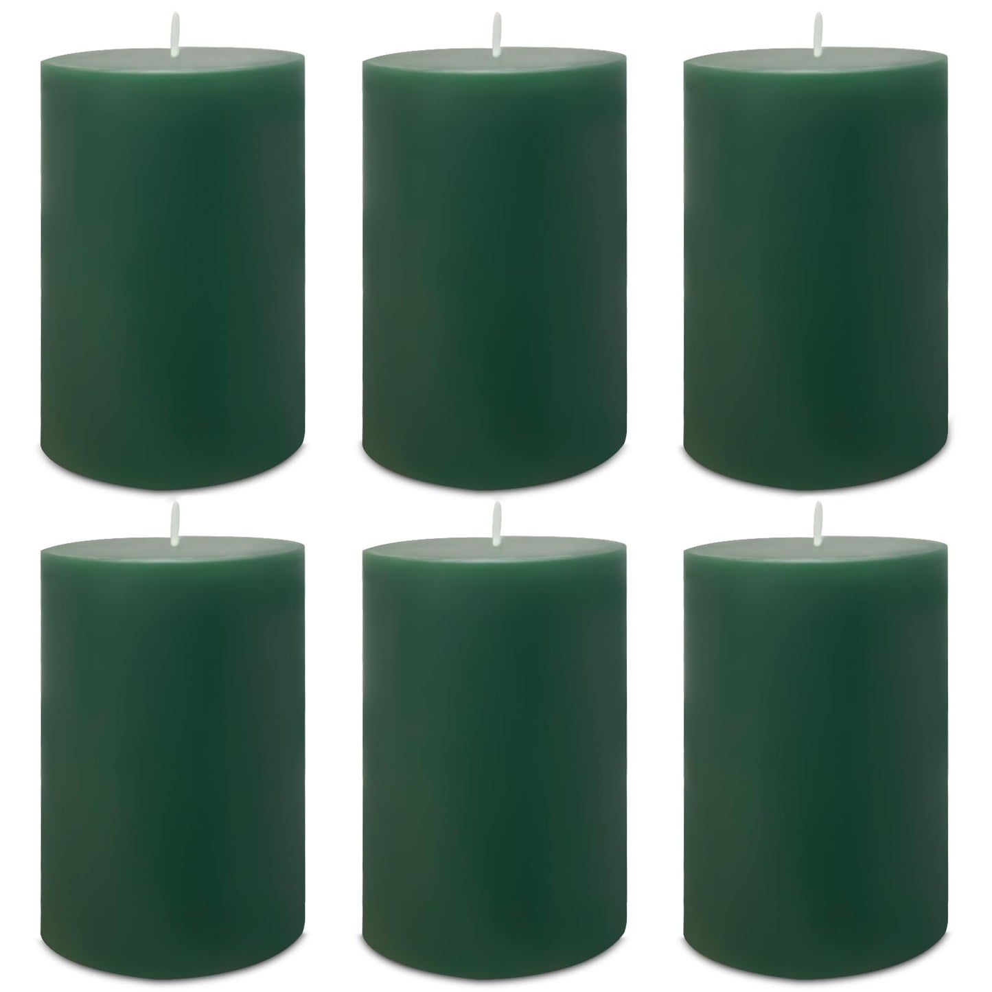 6 Pack 2x3 inch Pillar Candles, Green Unscented Votive Candle for Celebration Home Decoration, Dripless and Long Burning Time