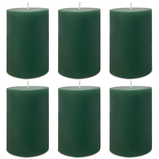 6 Pack 2x3 inch Pillar Candles, Green Unscented Votive Candle for Celebration Home Decoration, Dripless and Long Burning Time