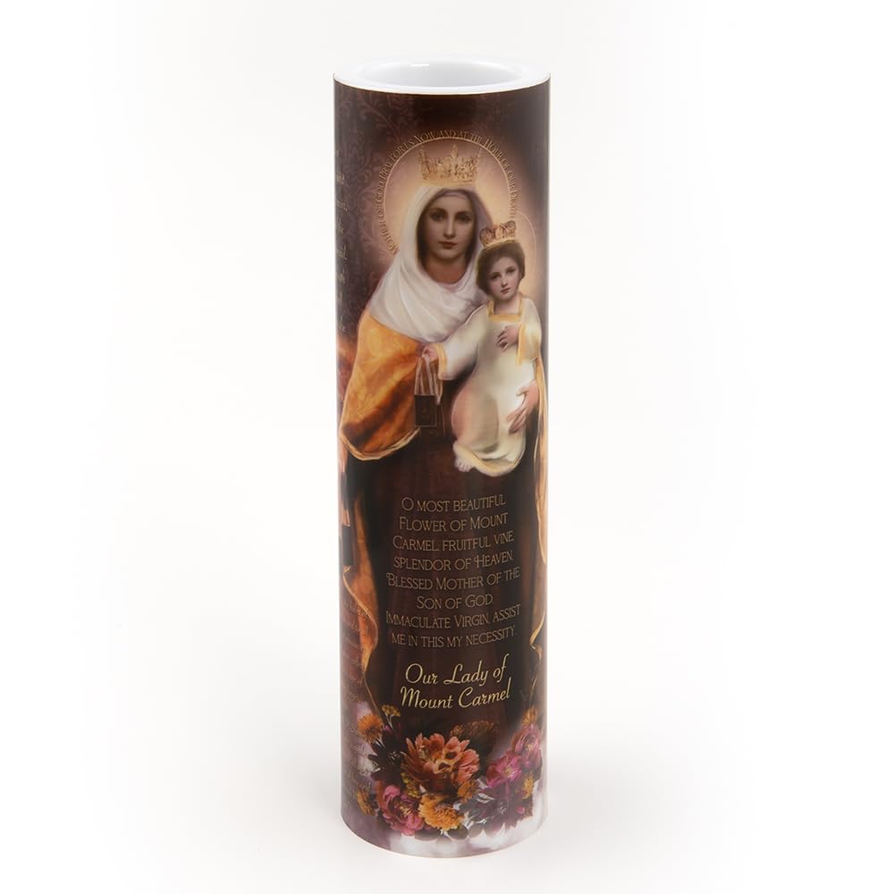 THE SAINTS COLLECTION Our Lady of Mount Carmel LED Flameless Devotional Prayer Candle