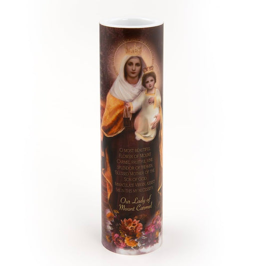 THE SAINTS COLLECTION Our Lady of Mount Carmel LED Flameless Devotional Prayer Candle