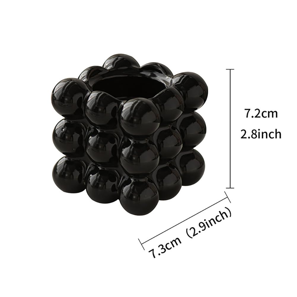 Ceramic Cube Golden Candle Holder Handheld Candlestick Holders Decorative Candle Stand Middle East Arabian Festival Candlestick Dining Table Party Home Decoration Ornament (Black)