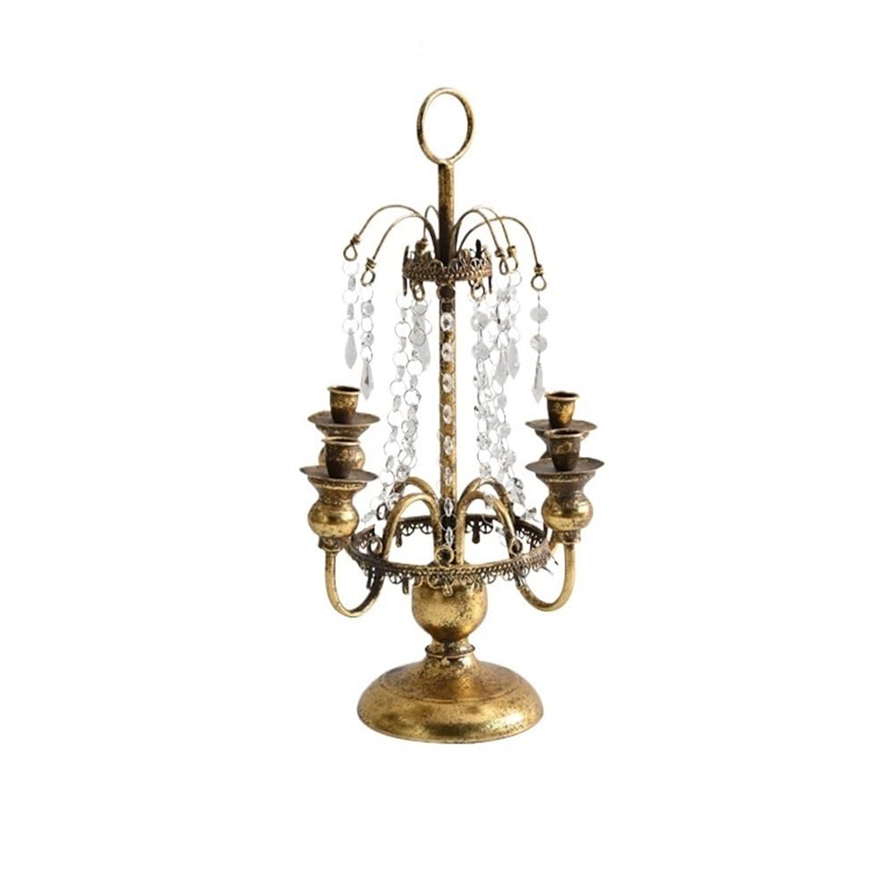 YUHUAWF Candle Holderss Country Romantic Iron Crystal Candlestick Ornaments Home Fashion Candle Holder Decoration Decorative Candlestick