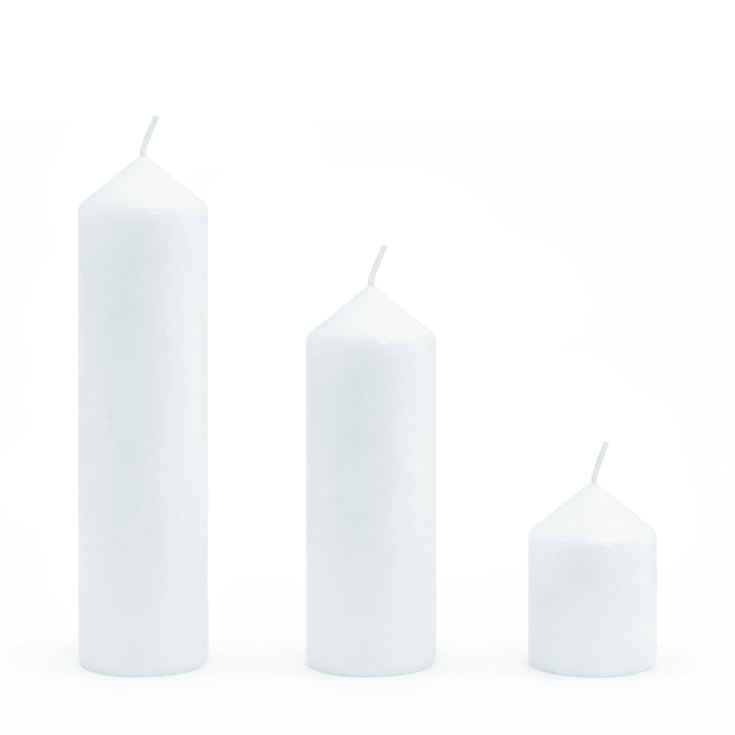 HTTBEIZI Pillar Candles Bulk Set - Unscented, Smokeless, Dripless | 3 Sizes (1 Each): 2x3, 2x6, 2x8 Inches | Ideal for Weddings, Christmas & Home Decor (3, White)