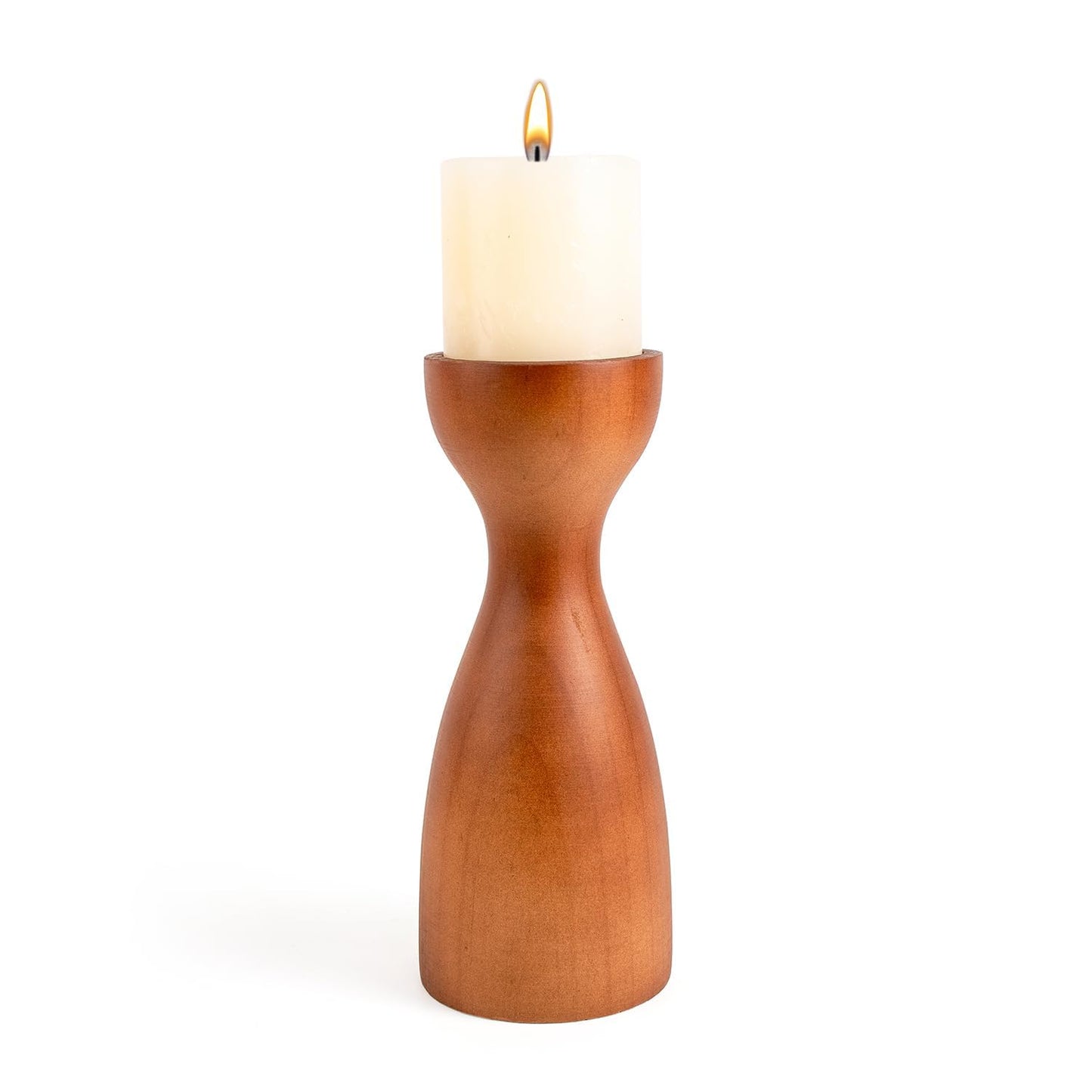 Wood Candle Holders for Pillar Candles Wooden Candlestick Holder Unique arc Design Home Decer with Solid Wood High-End Retro Farmhouse Style (Srown Smooth)