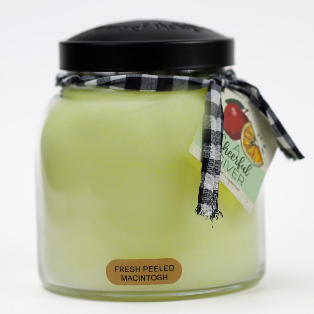 A Cheerful Giver — Fresh Peeled Macintosh - 34oz Papa Scented Candle Jar with Lid - Keepers of the Light - 155 Hours of Burn Time, Gift Candle, White