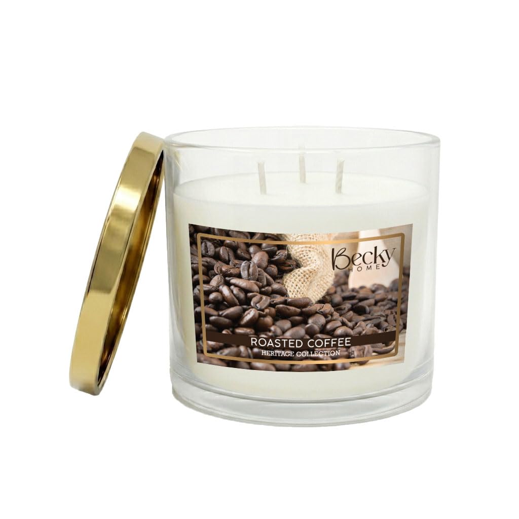 Becky Home 3 Wick Candle, 14.5oz Coffee Scented, Espresso Candles, Roast Coffee, Macchiato Candle, Large Jar Candles for Women, Gift for Men and Women, Long Lasting 45 Hour