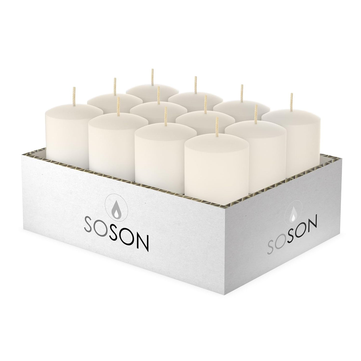 Simply Soson Ivory Votive Candles - Bulk Pack of 24, Unscented, 10 Hour Burn Time, Perfect for Weddings, Birthdays & Home Decor
