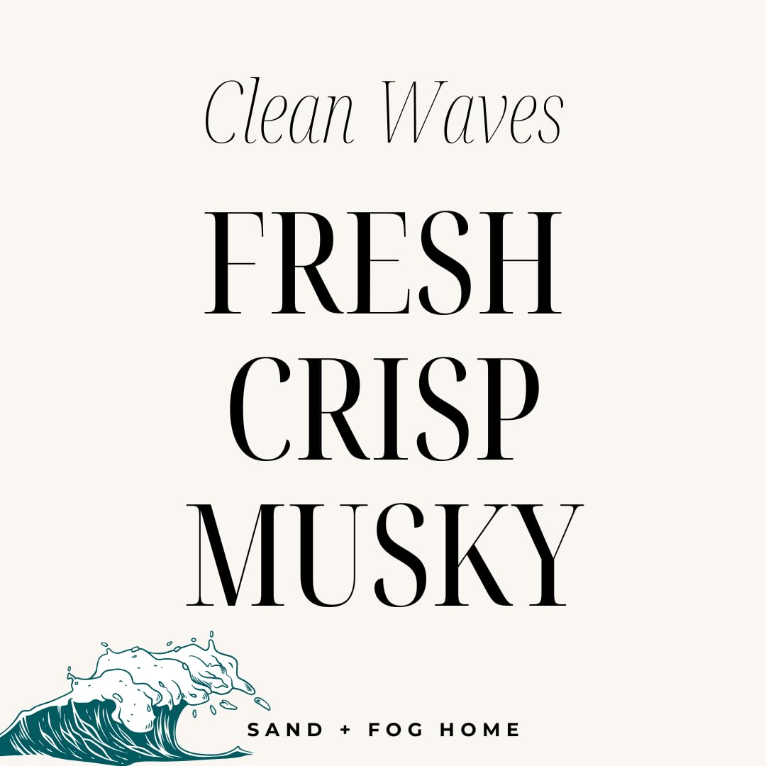 Sand + Fog Scented Candle - Clean Waves – Additional Scents and Sizes – 100% Cotton Lead-Free Wick - Luxury Air Freshening Jar Candles - Perfect Home Decor – 12oz