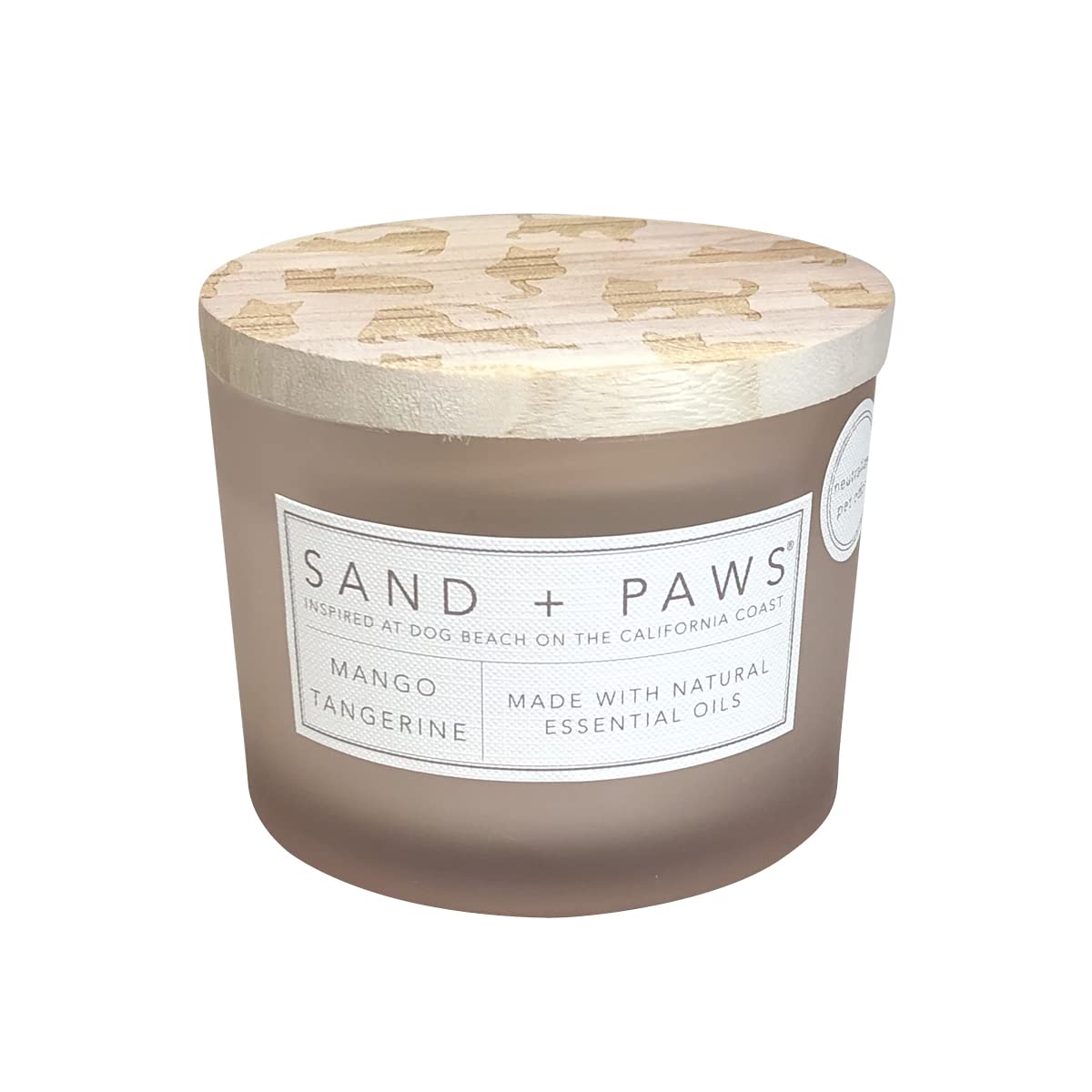 Sand + Paws Scented Candle - Mango Tangerine - Luxurious Air Freshening Jar Candles Neutralize pet Odors and Enhance Home décor – 100% Cotton Lead-Free Wicks - 12 oz