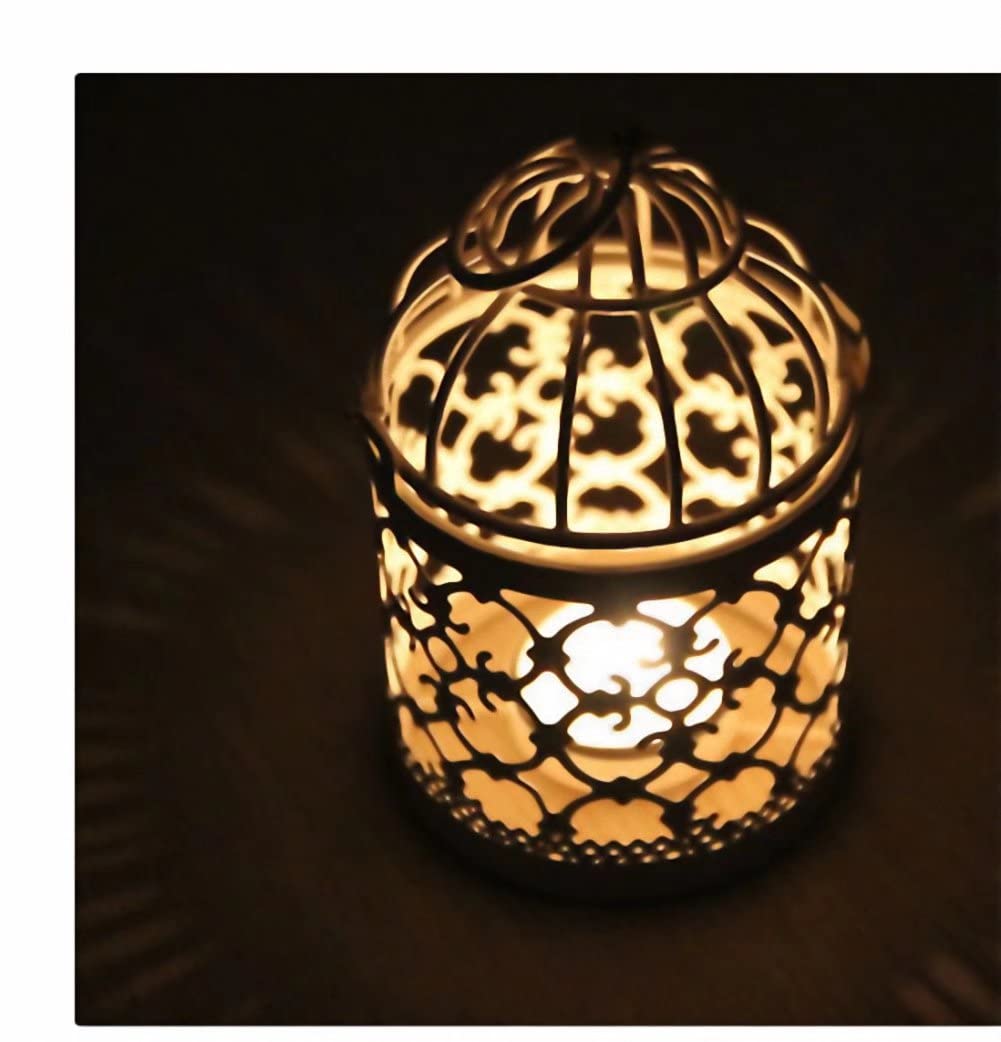 Metal Candle Holder Table Centerpiece Decorative Hollow Out Birdcage Iron Candlestick for Home Fireplace Wedding Holiday Decoration