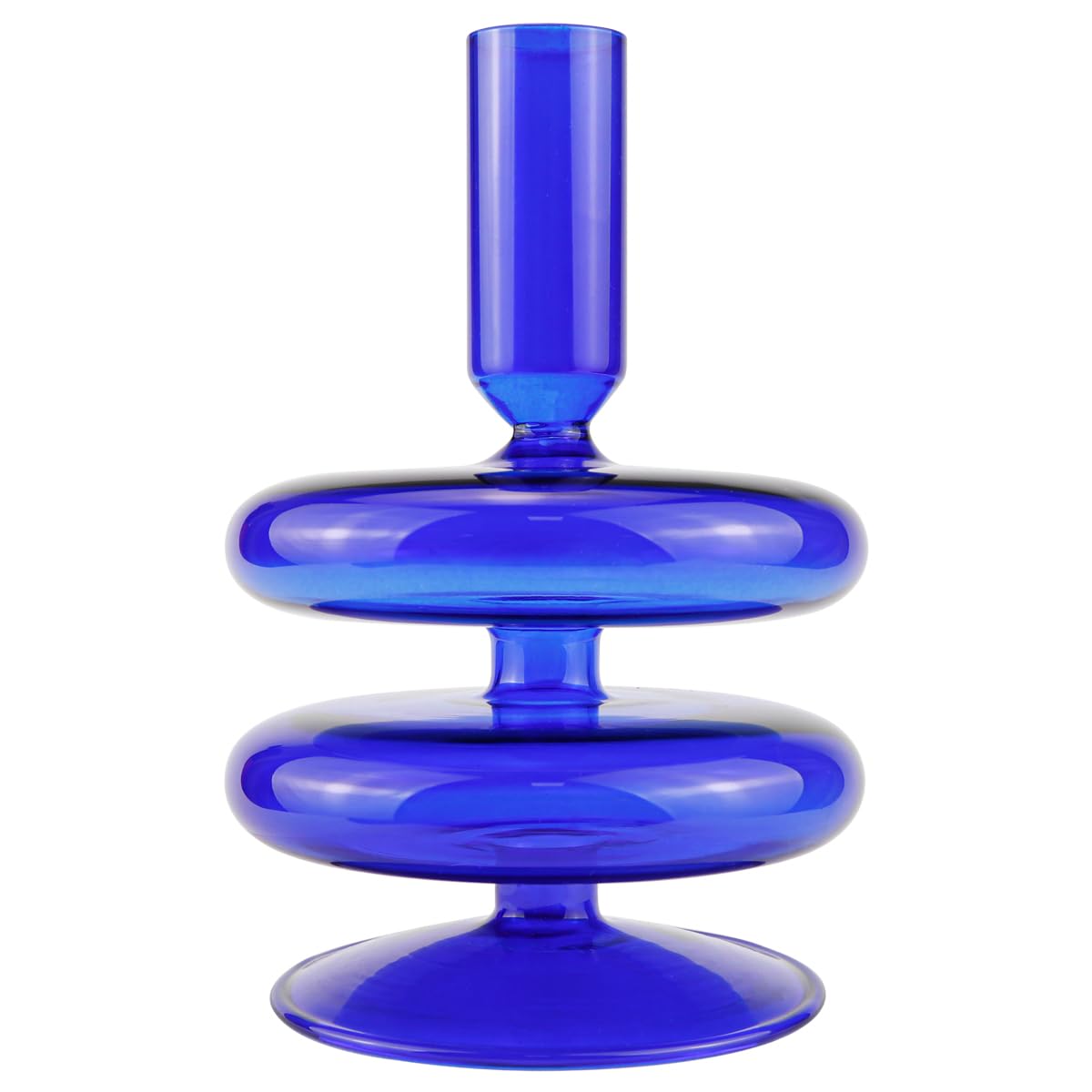LNQ LUNIQI Glass Candle Holder for Taper Candles,Clear Decorative Candle Sticks Holders for Wedding Valentines Day Birthday Party Centerpiece (Dark Blue)