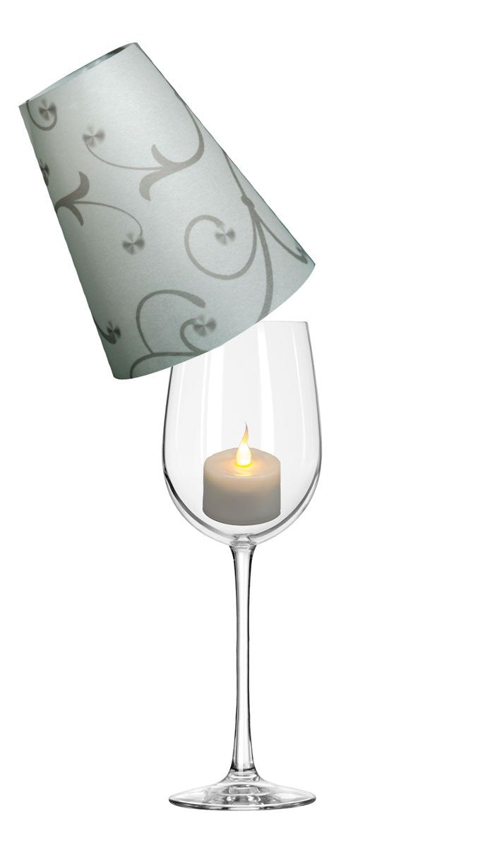 Royal Designs Vellum Tea Light Paper Wine Glass Lampshade, Gray Flower, Set of 20 (TLS-1016-20)