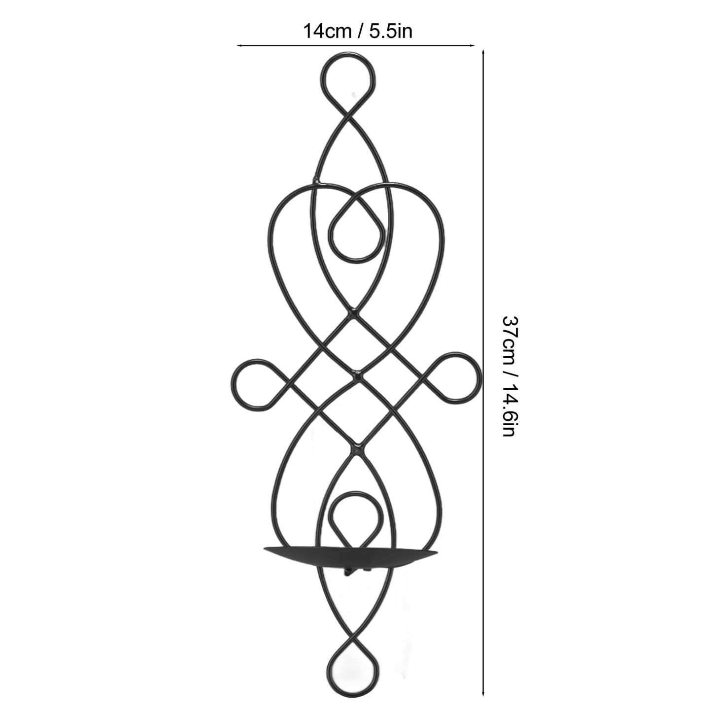 Wall Sconces Candle Holder, Set of 2 Iron Hanging Candle Sconce Holder Foldable Wall Candle Holder for Bedroom Dining Room (Black)