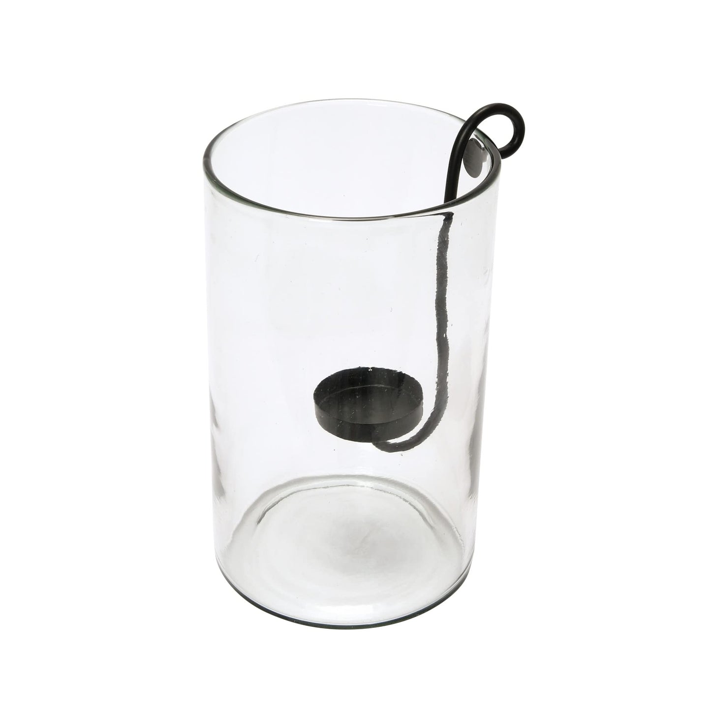 Creative Co-Op Glass Hurricane with Metal Candle Holder, Black, 12.5" H