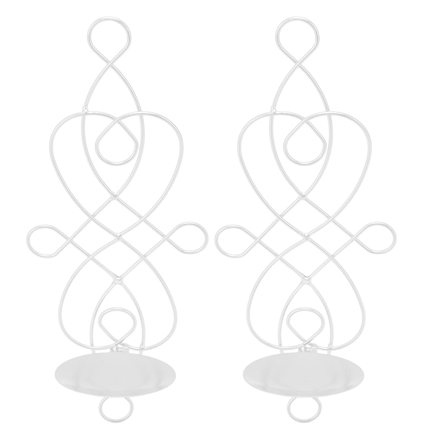 Wall Sconces Candle Holder Set of 2 – Foldable Iron Hanging Candle Sconce Holder for Bedroom & Dining Room, Rustic White Finish, Compatible with Standard Taper Candles