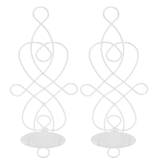 Wall Sconces Candle Holder Set of 2 – Foldable Iron Hanging Candle Sconce Holder for Bedroom & Dining Room, Rustic White Finish, Compatible with Standard Taper Candles
