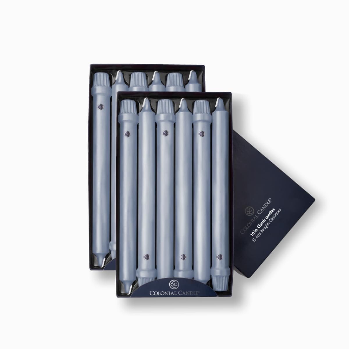 Colonial Candle Unscented Taper Candle, Classic Collection, Wedgewood, 10 in, Pack of 12 - Up to 8 Hours Burn