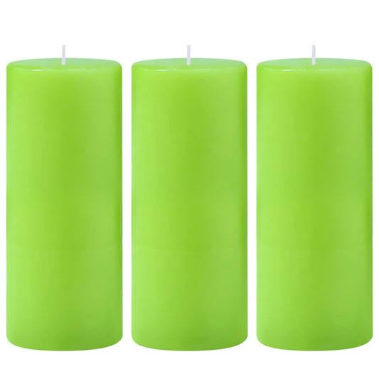 3 Packs 2.8x6 Inch Light Green Pillar Candles, Unscented Dripless Long Lasting Colored Cylinder Candles for St. Patrick's Day Home, Wedding, Party, Dinner Table Emergency Power Outage
