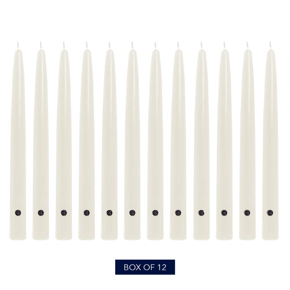 Colonial Candle Handipt Taper Candle, 10 in, White 12 count