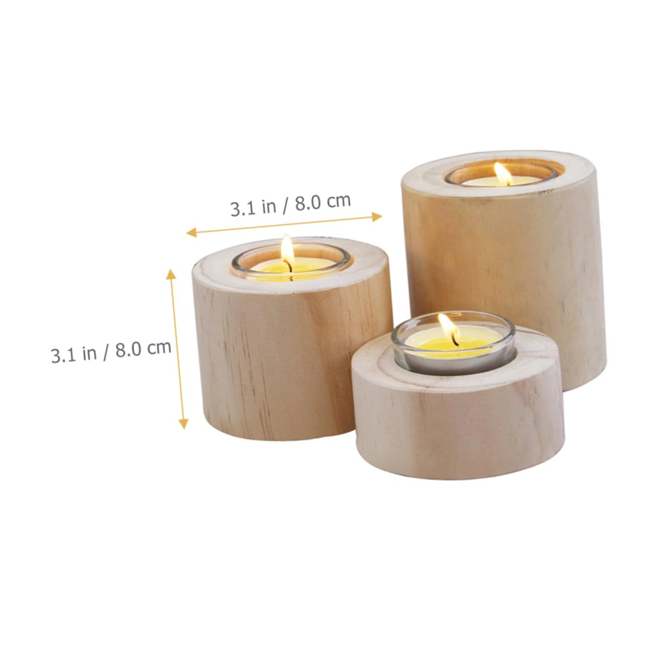 STOBAZA 3pcs Wooden Candle Holder Set Rustic Style Table Candlestick Holders for Dinner Romantic Decor for Weddings Anniversaries Valentine Day and Home Use