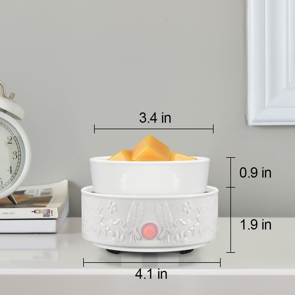 kobodon Wax Melt Warmer for Scented Wax,Ceramic Wax Warmer Fragrances Candle Oils, Home Fragrance Wax Burner,True White Electric Candle Warmer as Gifts for Mom Women(Hummingbird)