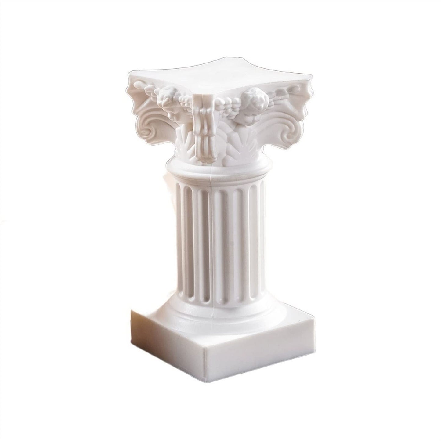 cfycfy987 Candelabra Embossed Pattern Candlestick European Style Column Candle Holder Plastic Table Decoration Candle Sticks Holder(White)