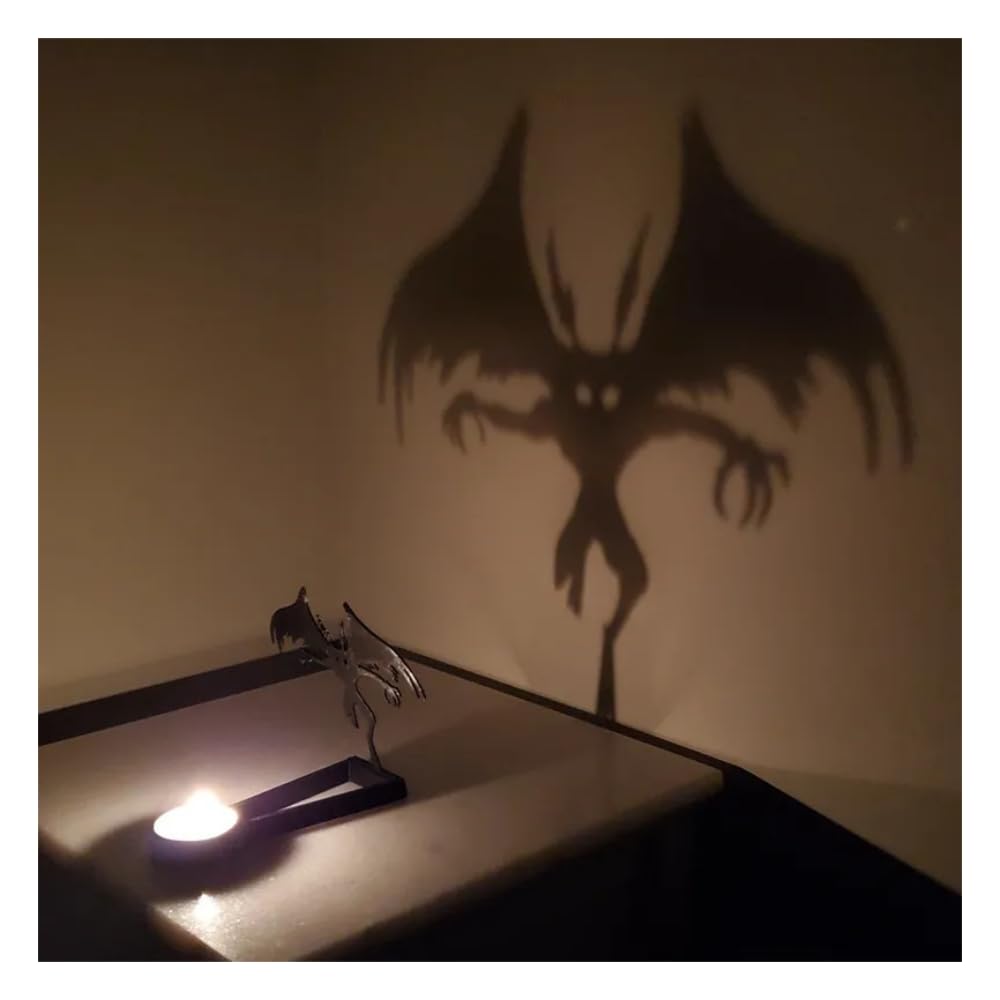 vrsquer Halloween Funny Shadow Stand Candle Holder Table Décor Candle Jars with Witch Skeleton Bat Monster Wolf Cat Pumpkin Table Centerpieces 1pc (color8)