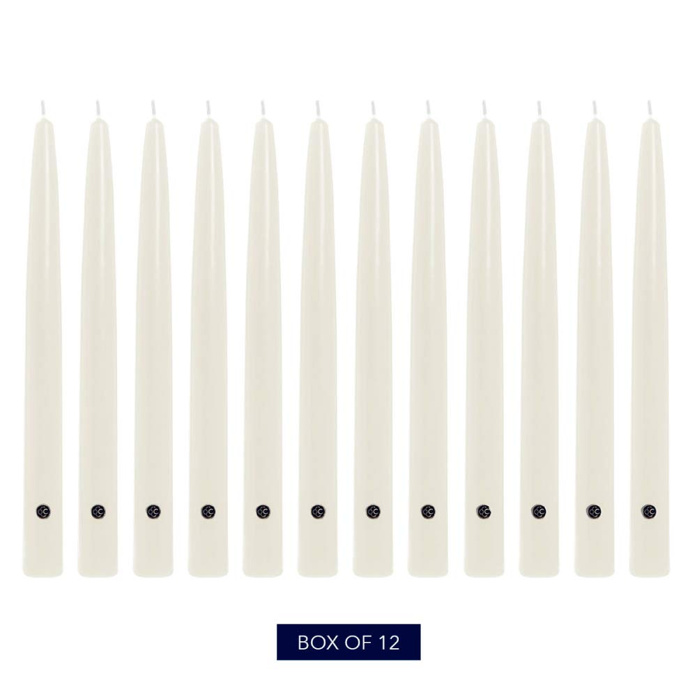 Colonial Candle Unscented Taper Candle, Handipt Collection, White, 12 In, Pack of 12 - Up to 10 Hours Burn