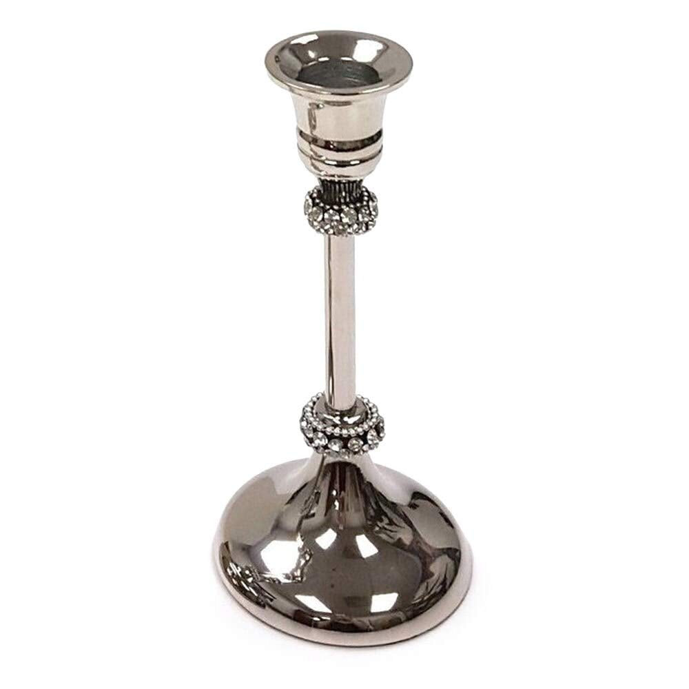 Heim Concept 71031 Elegance Taper Candle Holder with Chatons, 6.5", Silver