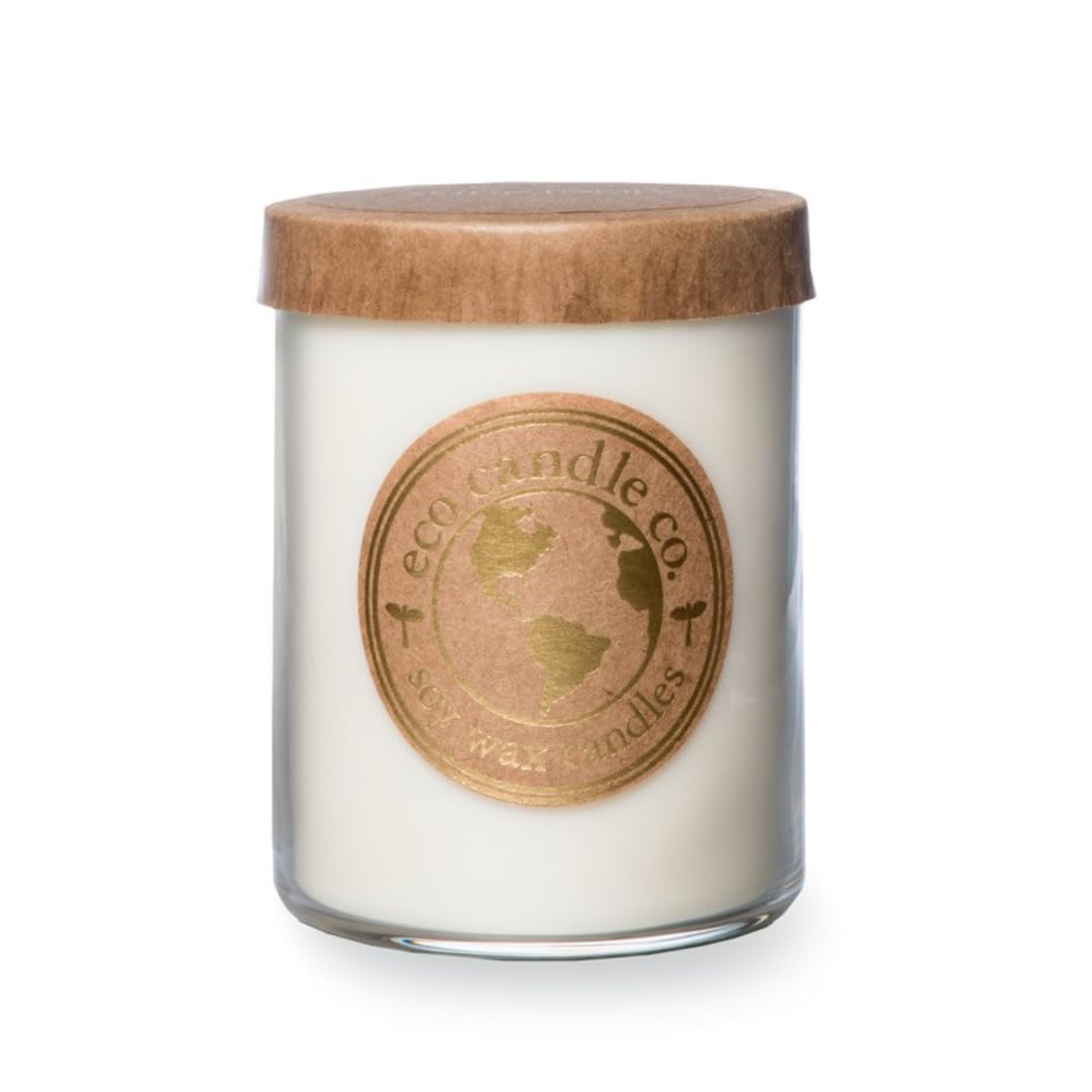 ECO CANDLE CO. Recycled Candle, Sanctuary, 18 oz. Double Wick - Scents of Black Orchid, Ginger, Cardamom, Lily, Leather, Amber, & Kyara - 100% Soy Wax, No Lead, Kraft Paper Label & Lid, Hand Made