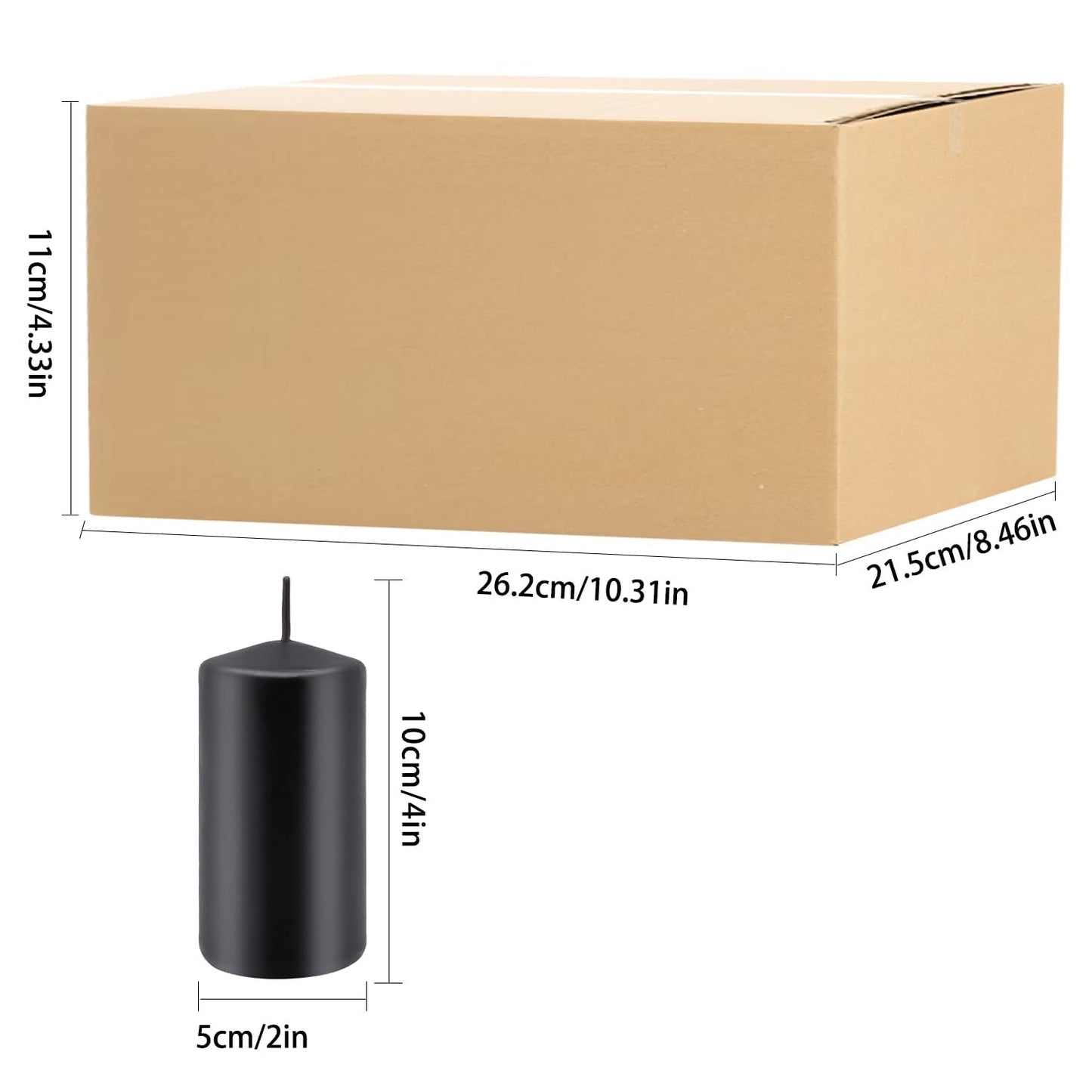 Set of 20 | 2X 4 inch Tall Pillar Candles, Soy Wax. Perfect for Dinner, Home Decoration, Party, Wedding.(Black)