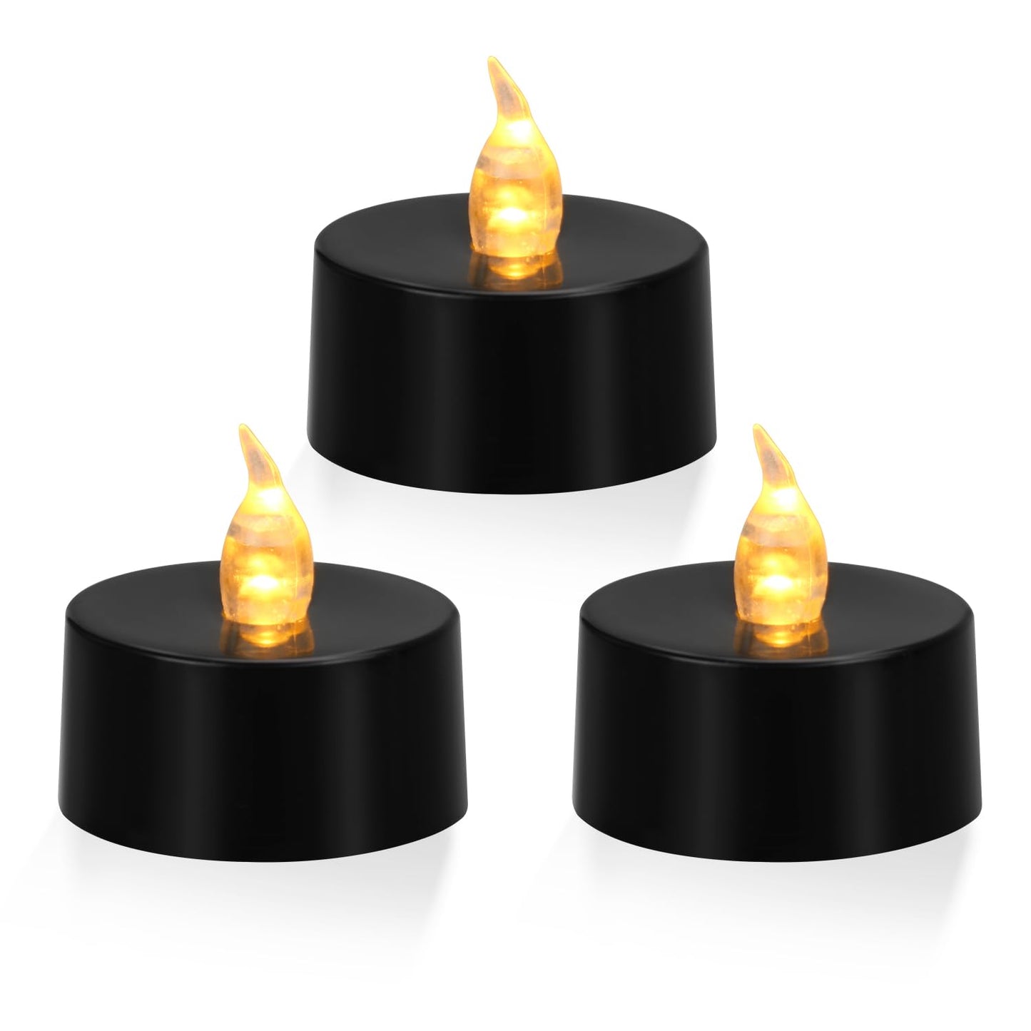KOABY 50 Pack Warm Yellow Light Non-Flickering Flameless Tea Lights, Black Base, Last 100H+, Battery Operated Tea Lights for Decor