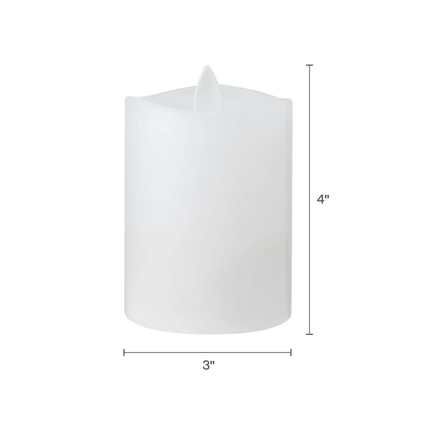 Mikasa LED Wax Pillar Candle 3 x 4 Inch White Flameless Candle with Dancing Flame Effect - Battery Operated with 5-Hour Timer for Home Decor and Table Ambiance