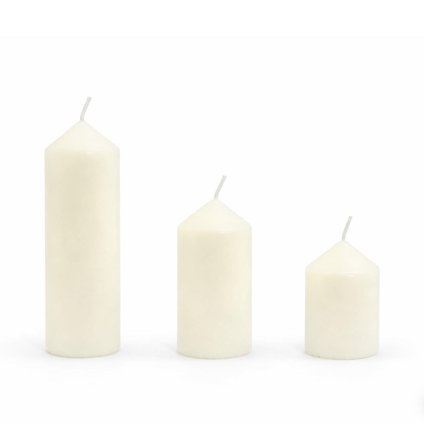 HTTBEIZI Pillar Candles Bulk Set - Unscented, Smokeless, Dripless | 3 Sizes (1 Each): 2x3, 2x4, 2x6 Inches | Ideal for Weddings, Christmas & Home Decor (3, Ivory White)