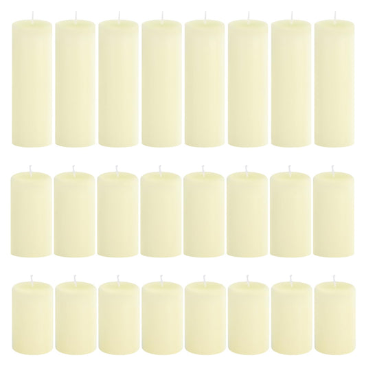 CHICERA 24-Pack Ivory Pillar Candles Bulk Set - 2x3, 2x4, 2x6 Inch Unscented Dripless Pillar Candles for Weddings, Home Decor & Centerpieces - Clean Burning Smokeless Decorative Candles