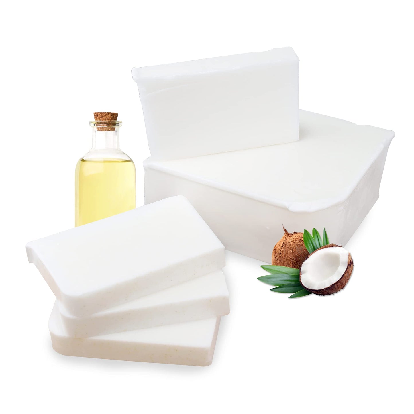 Primal Elements Coconut Oil Soap Base - Moisturizing Melt and Pour Glycerin Soap Base for Crafting and Soap Making, Easy to Cut - 10 Pound