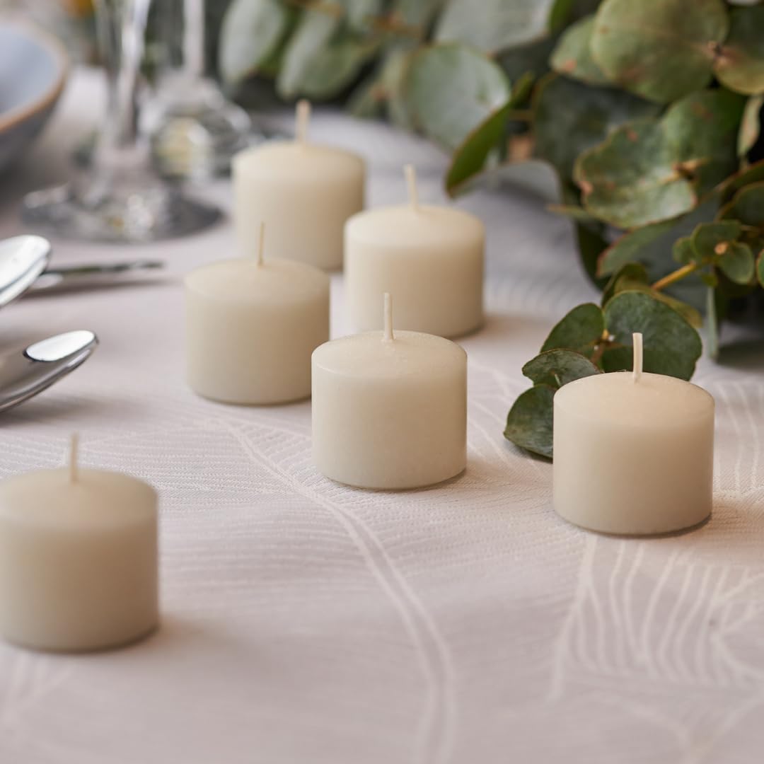Simply Soson Ivory Votive Candles - Bulk Pack of 24, Unscented, 10 Hour Burn Time, Perfect for Weddings, Birthdays & Home Decor