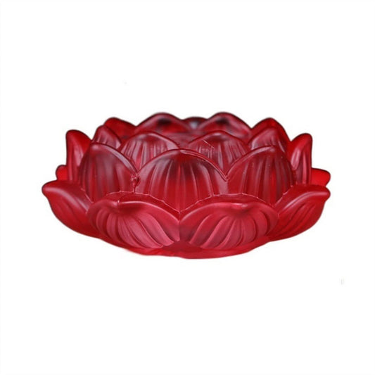 Candle Sleeve Holder Classical Colored Glazed Candle Holder Beautiful Lotus Candlestick Desktop Decorations(Red)