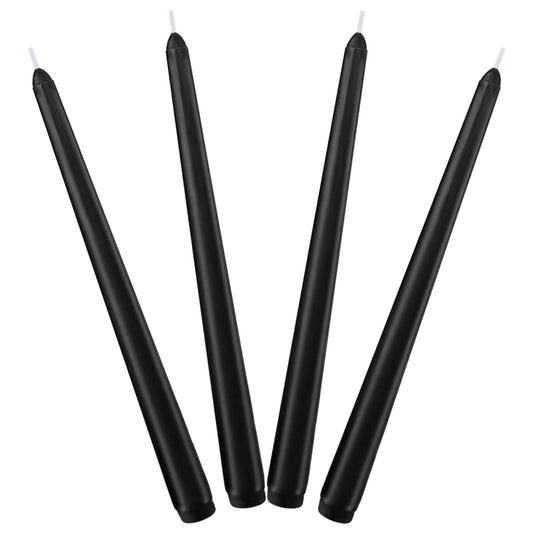 4 Pack Black Taper Candles for Halloween, 10×7/8 Inch Dripless Candlesticks, Great for Home Decoration Dinner Party Meditation and Emergency