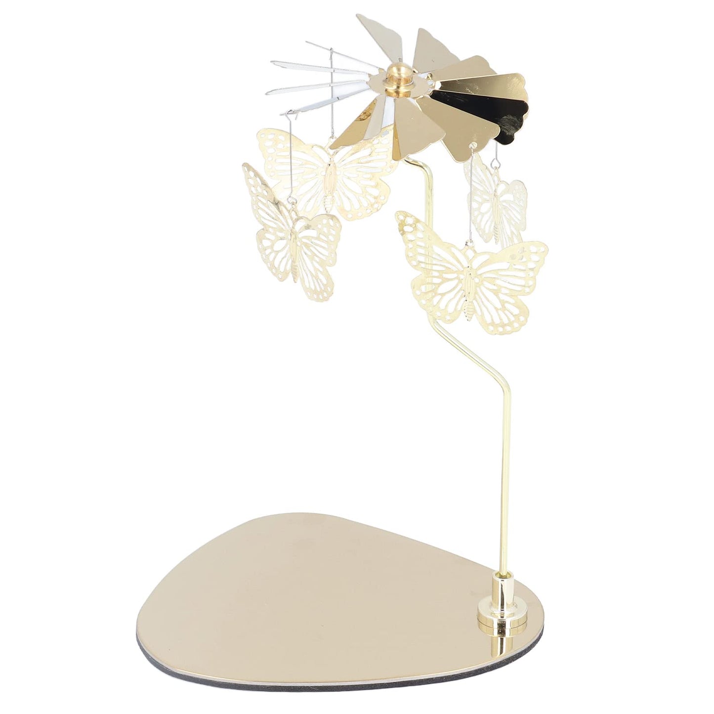 Candle Holder, Rotating Candle Holder, Round Plate Romantic European Stainless Steel Aromatherapy Candle Holder, Candlestick Holders Golden Butterfly (No Candle Cup)