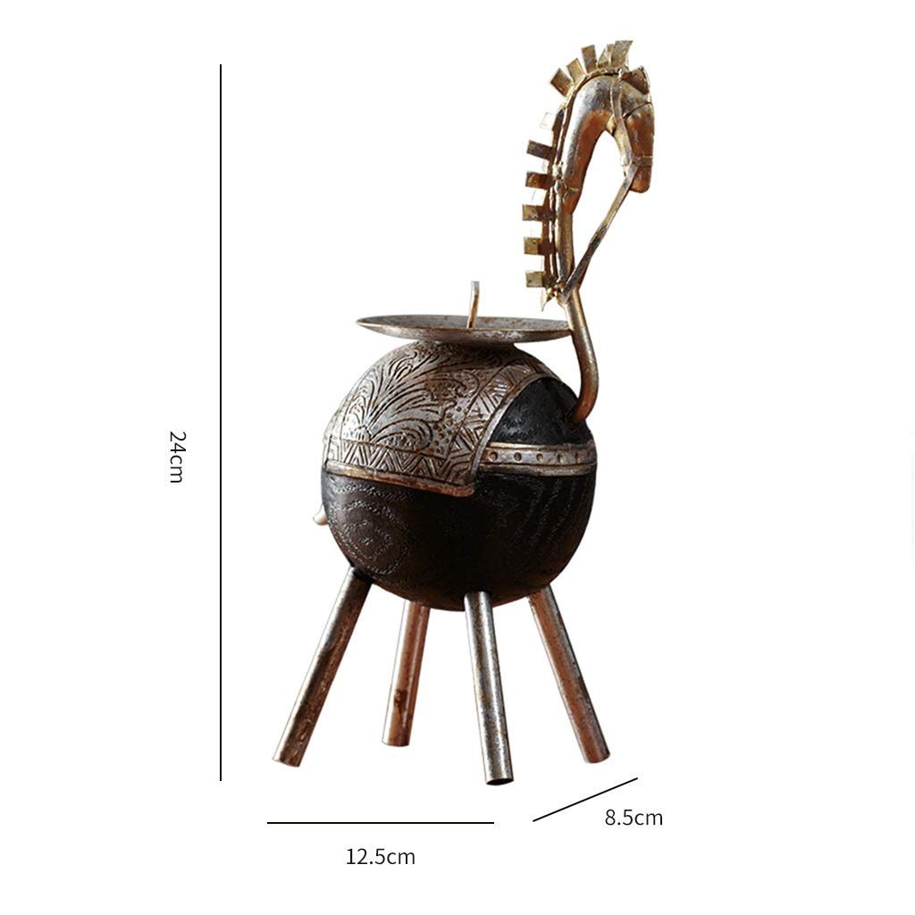 XILIN-1987 Candle Holderss Retro Candle Holder Home Soft Decoration Coffee Shop Bar War Horse Candlestick Decoration Decorative Candlestick