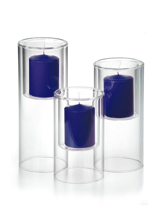 Yummi Set of 3 Pillar Candles & Ethereal Cylinders - Navy Blue