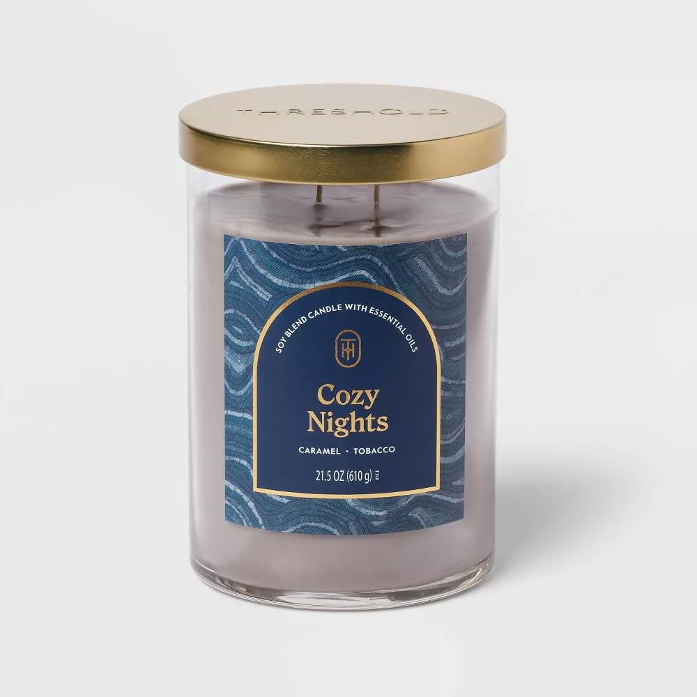 Threshold 2-Wick Lidded Glass Jar Candle (21.5oz, Cozy Night)