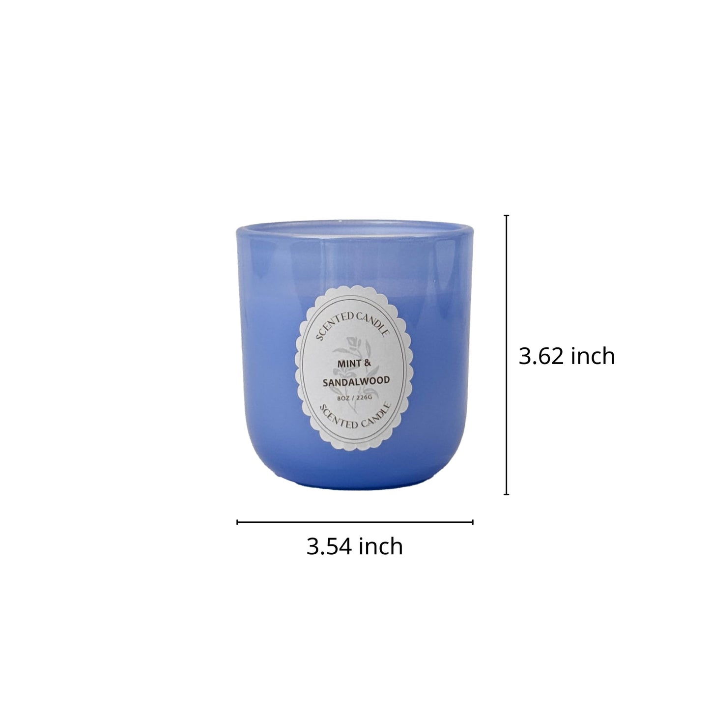 Mint & Sandalwood Scented Candle 8oz – CW Studio Color-Sprayed Glass Jar, Fresh Cool Mint & Warm Wood Aroma – Bathroom Kitchen Office Gift Candle for Women, Mother's Day Housewarming – 40-45 Hour Burn
