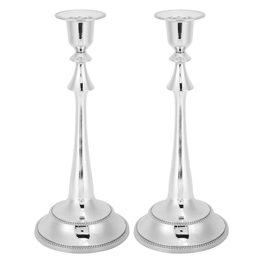 MOUMOUTEN Candelabra,2Pcs 1 Arm Silver Candlestick Holder Length 25cm Decorative Ambience Ornament for Home,Wedding, Restaurant and Other Occasions