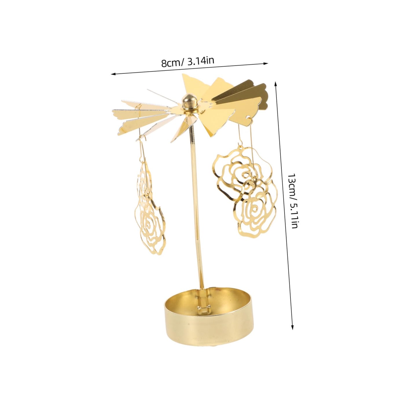 RORPOIR Metal Rotating Carousel Candle Holder Rose Elements Elegant Tealight Stand for Romantic Settings Table Centerpiece for Weddings and Special Occasions