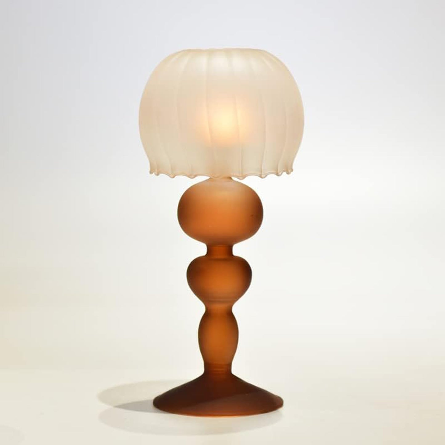 Maimeili Glass Jellyfish Shape Candle Holder (Amber) Hurricane Crystal Decorative Candle Fits Standard Tealight for Table Wedding Dinning Centerpieces Party Supplies Home Decor