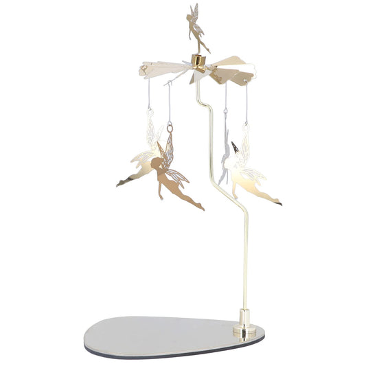 Cunyuer Candle Carousel Spinner, Rotarys Candle Holder Spinning, Gold Metal Flying Angels Tea Lights Candles Holder, Romantic Scandinavian Designed Ornament for Wedding Christmas